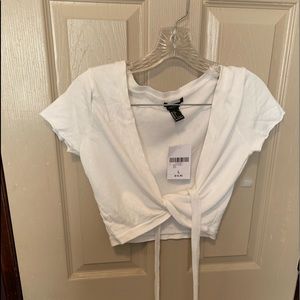 White wrap around crop top